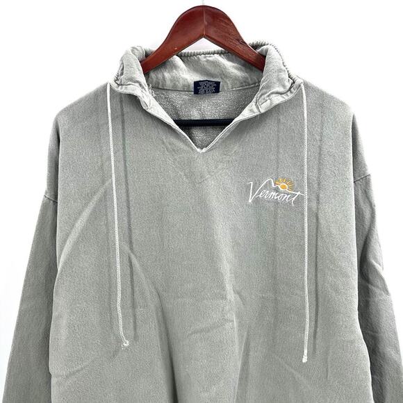 Vintage 80s Vermont Green Embroidered Puullover Sweatshirt Mens Large - Picture 2 of 6